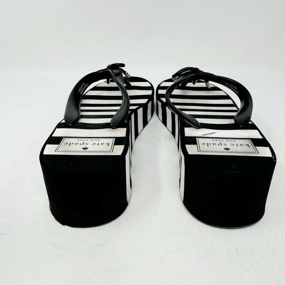 KATE SPADE | Rhett Striped Black/White Wedge Flip Flops Sandals Women’s Size 7 - Picture 8 of 15